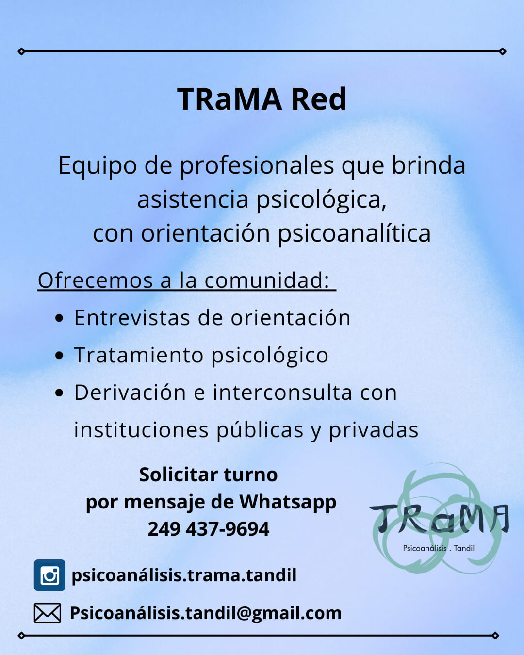 TRaMA Red — Asistencia psicológica con orientación psicoanalítica